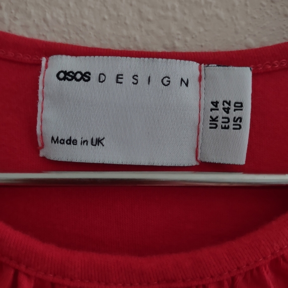 ASOS Design Red Baby-Doll Dress Sz. 10 - Picture 2 of 2